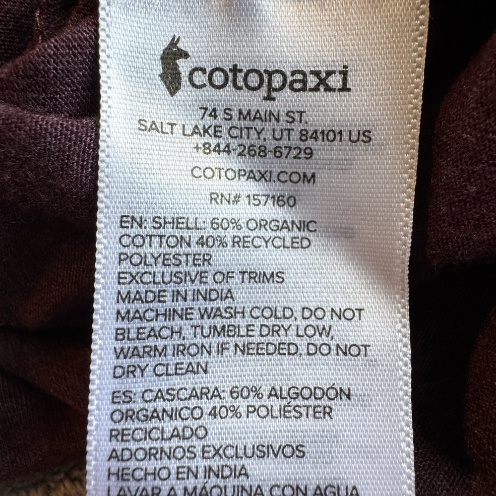 NWT Cotopaxi Do Good Organic Long Sleeve Purple T-Shirt Size XS - Picture 6 of 9